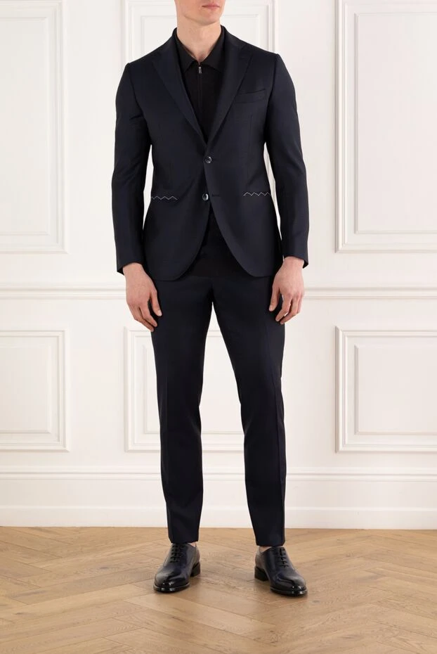Lubiam single-breasted blue suit for men made of wool 187714 - photo 2