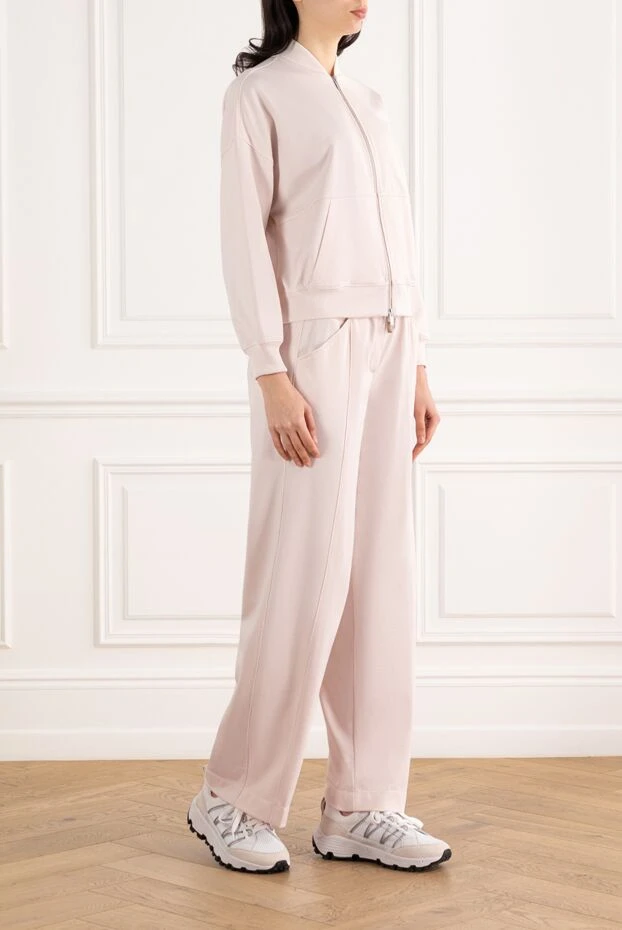 Peserico cotton jersey bomber with trousers, beige 187741 - photo 3