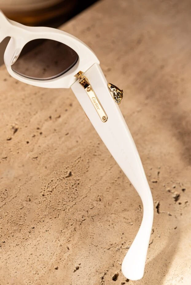 Cartier белые солнцезащитные очки panthere с золотистой отделкой 187764 - фото 2