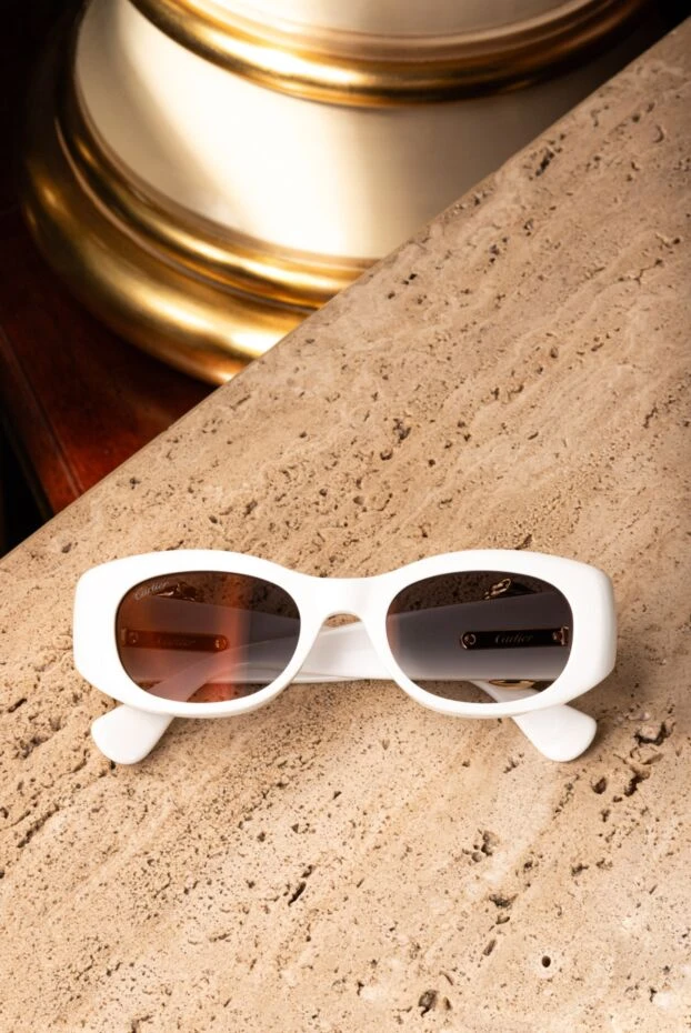 Cartier белые солнцезащитные очки panthere с золотистой отделкой 187764 - фото 2