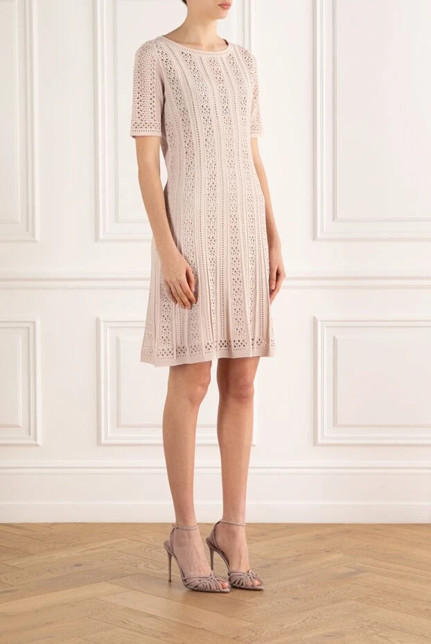 D.Exterior beige dress with openwork cotton details 187768 - photo 3