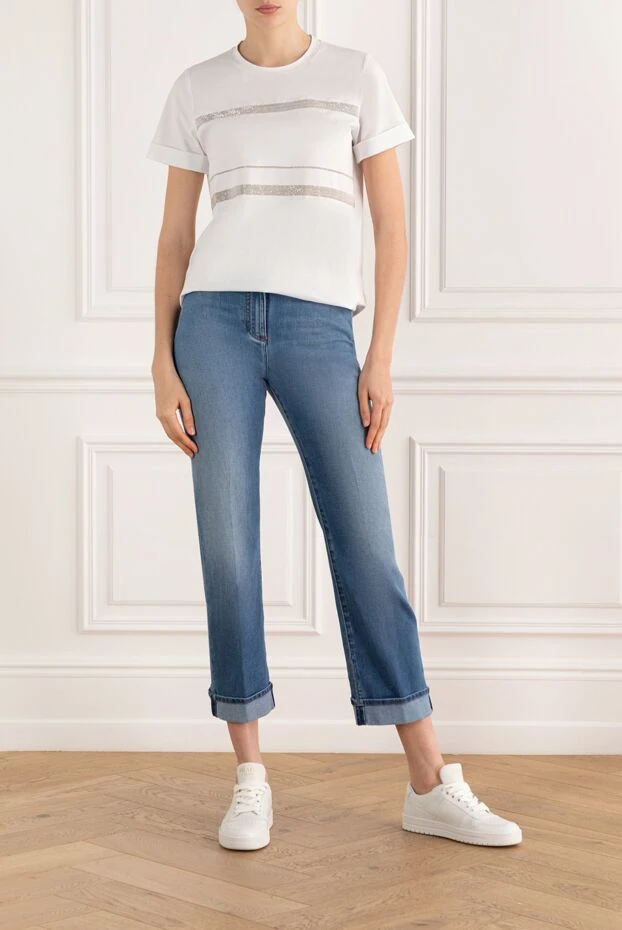 D.Exterior t-shirt with monili trim white women's 187782 - photo 2