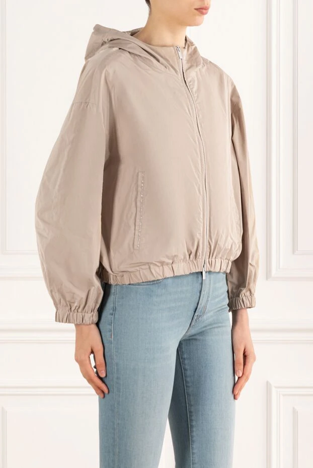Peserico loose-fitting hooded jacket in beige taffeta 187794 - photo 3