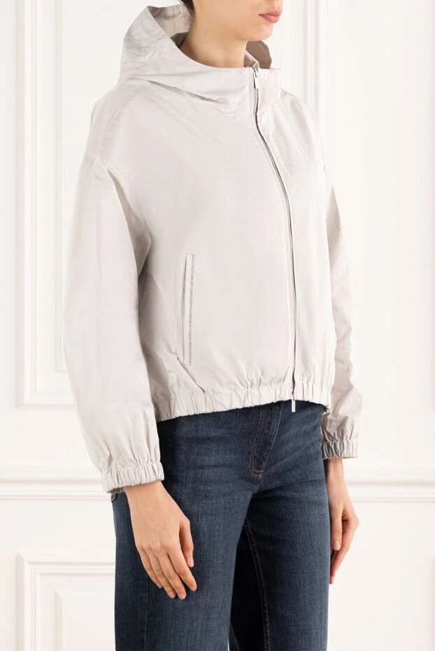 Peserico loose fit hooded jacket in gray taffeta 187795 - photo 3