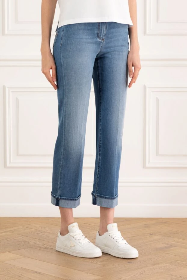 Peserico women's light blue denim jeans with cuffs and a mid-rise. 187798 - photo 3