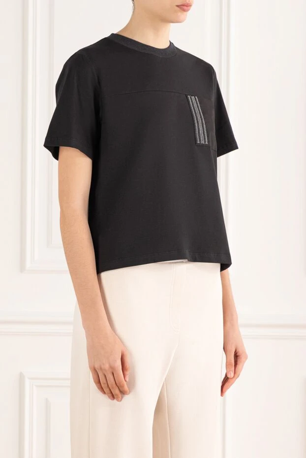 Peserico black t-shirt with cotton pocket 187800 - photo 3