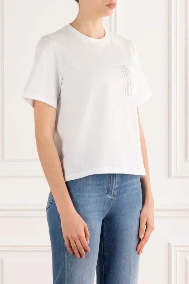 Peserico white t-shirt with cotton pocket 187801 - photo 3