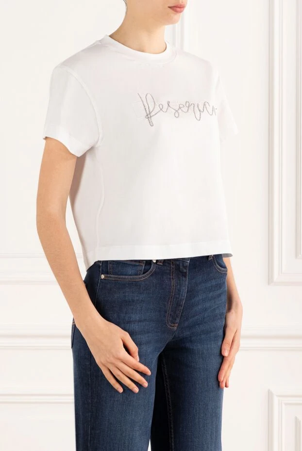 Peserico cotton jersey t-shirt with logo and bi-elastic elastic 187802 - photo 3