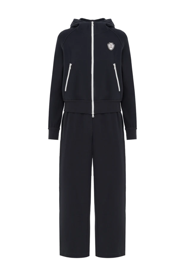 Blue hi-tech cotton pique tracksuit with hood and logo - photo 1