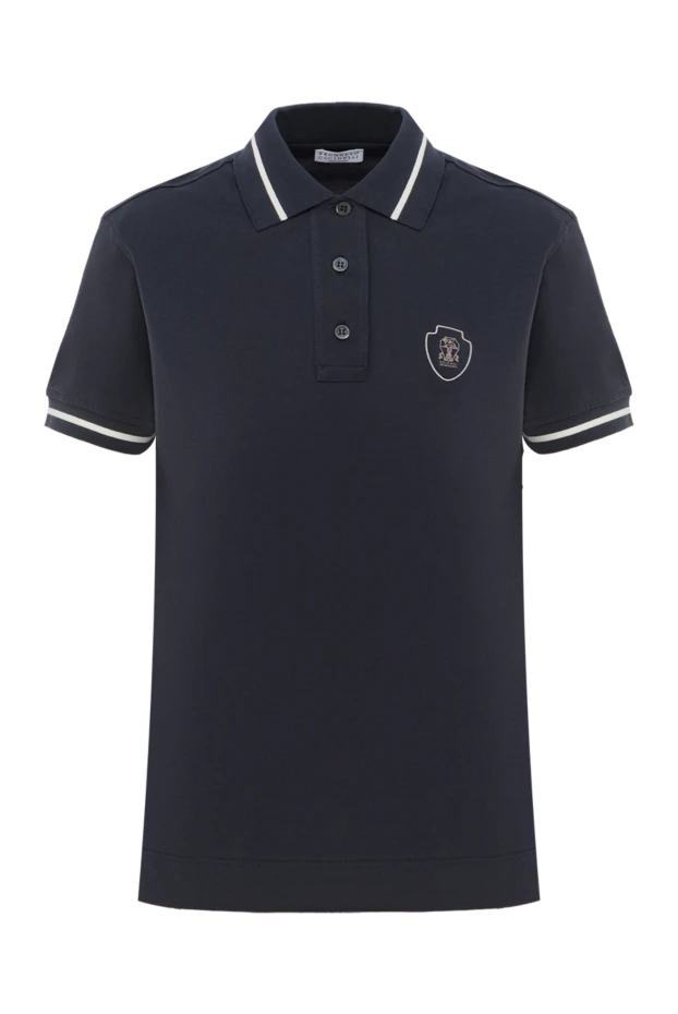 Brunello Cucinelli women's blue polo with logo and stripes on sleeves and collar 187829 - photo 1