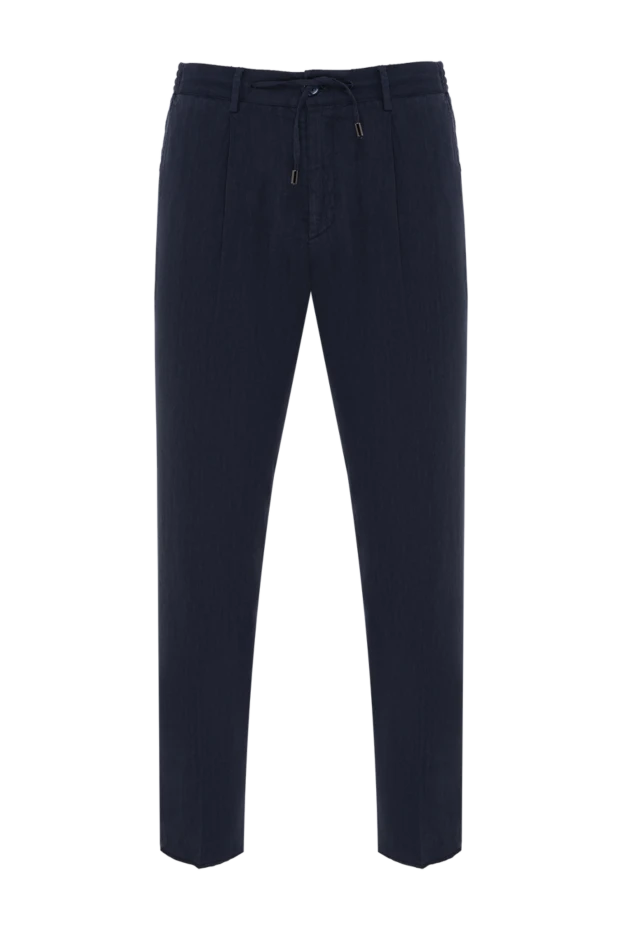 Stefano Ricci straight trousers with ties and pintucks, dark blue for men 187863 - photo 1