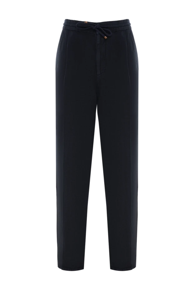 Blue relaxed fit trousers in linen gabardine - photo 1