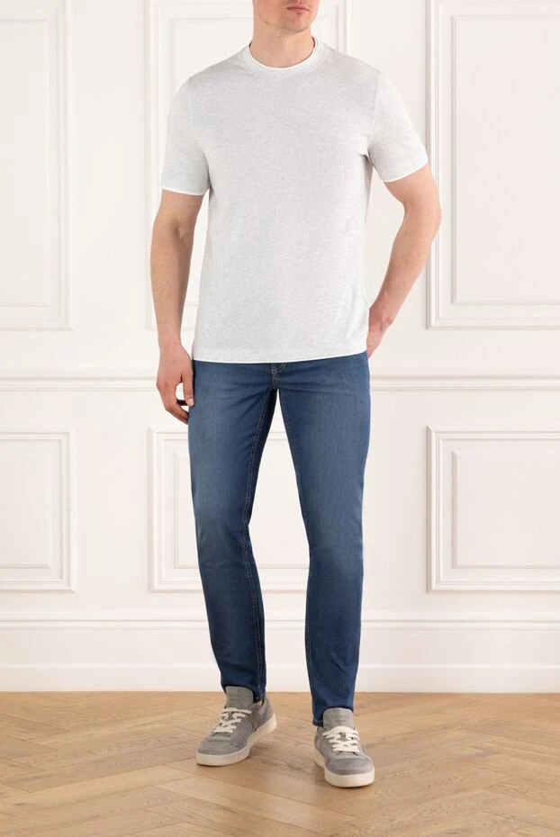 Brunello Cucinelli men's light gray cotton t-shirt with piping 187884 - photo 2