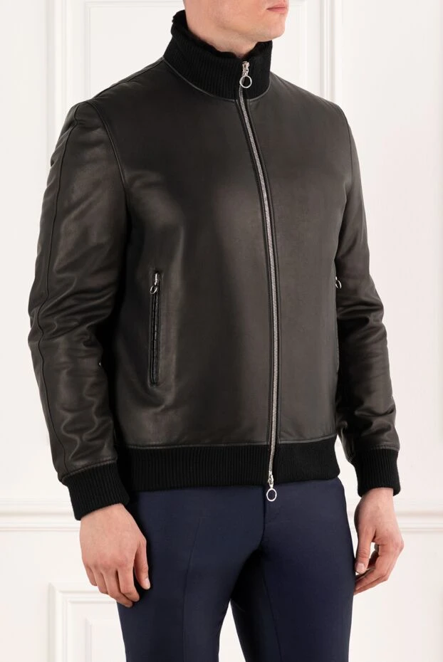 Seraphin black men's jacket made of genuine leather and fur 187910 - photo 3