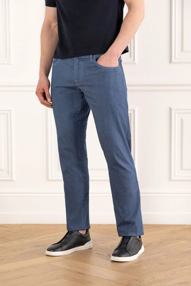 Scissor Scriptor джинси сині cesare з вишивкою на кишені 187921 - фото 3