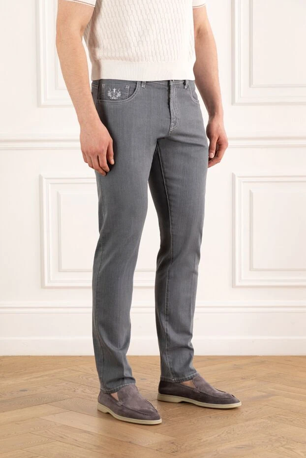 Scissor Scriptor сірі джинси constantino чоловічі з бавовни 187923 - фото 3