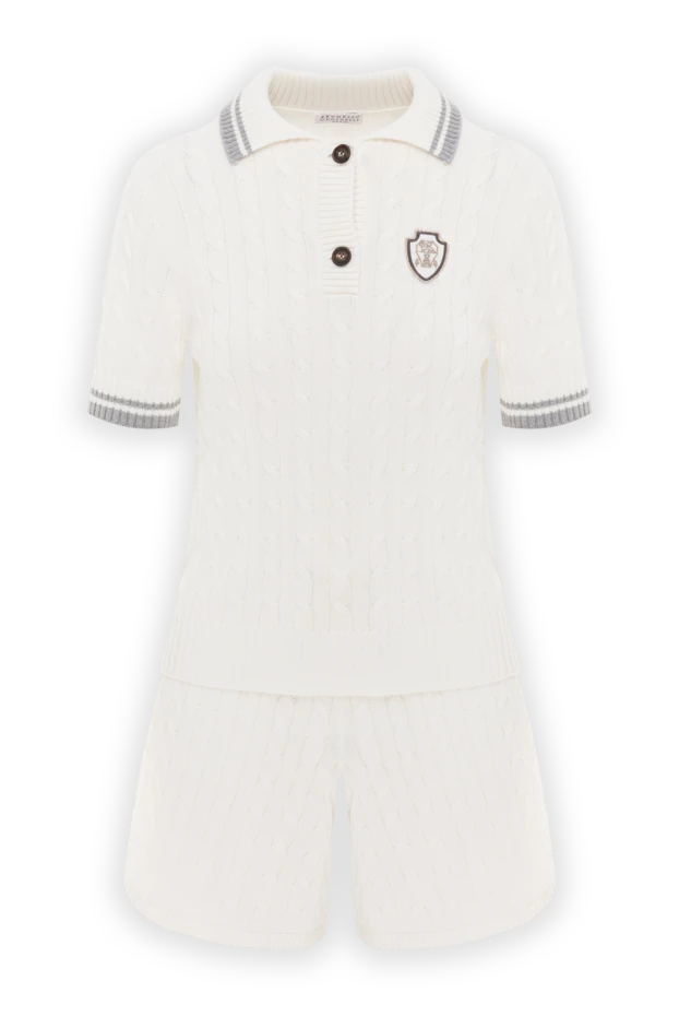 Brunello Cucinelli summer polo suit with shorts, knitted white 187950 - photo 1