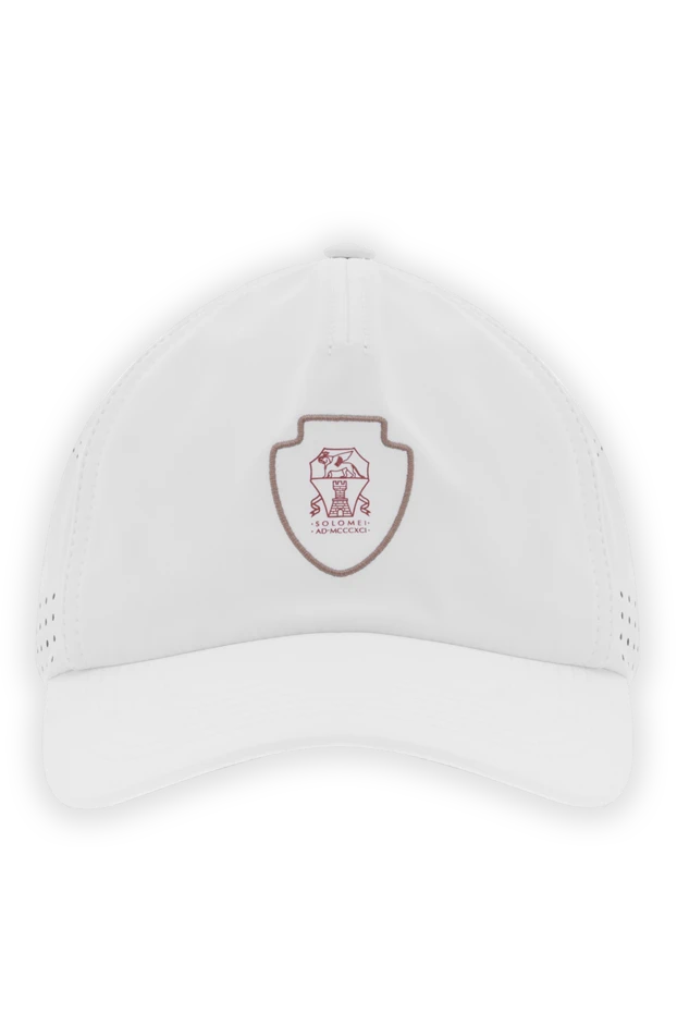 White Stretch Nylon Baseball Cap with Logo
