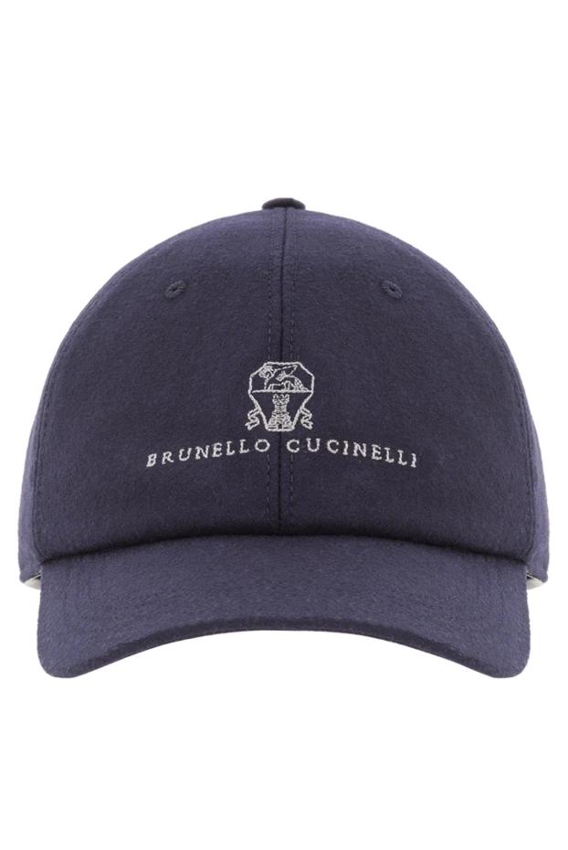 Brunello Cucinelli baseball cap made of natural wool flannel with embroidered logo blue 187978 - photo 1