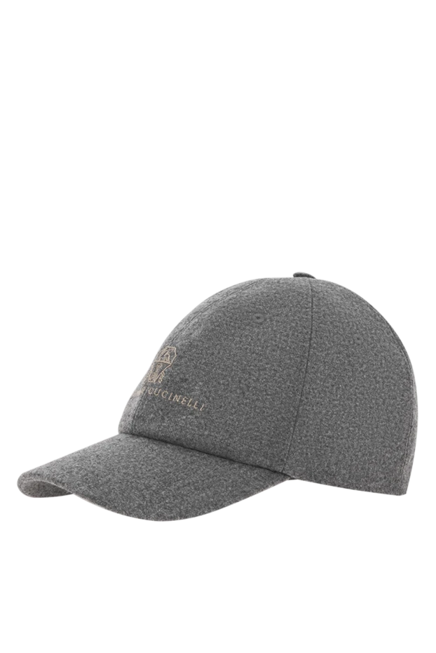 Brunello Cucinelli baseball cap made of natural wool flannel with embroidered logo, gray 187979 - photo 3