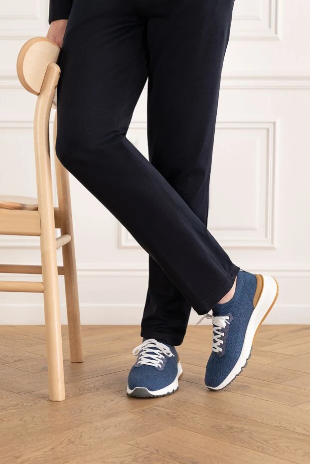 Brunello Cucinelli blue cotton jersey sneakers chine 187982 - photo 2