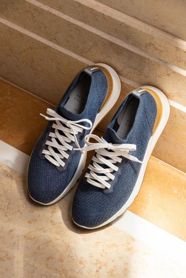Brunello Cucinelli blue cotton jersey sneakers chine 187982 - photo 2
