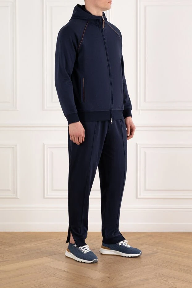 Brunello Cucinelli спортивный костюм из хлопка темно-синий с капюшоном 187985 - фото 3