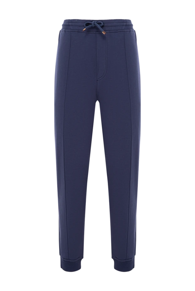Dark blue track pants with elastic waistband and drawstrings - photo 1