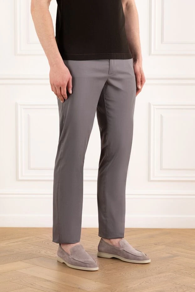 Cesare di Napoli grey men's cotton and silk drawstring trousers 188003 - photo 3
