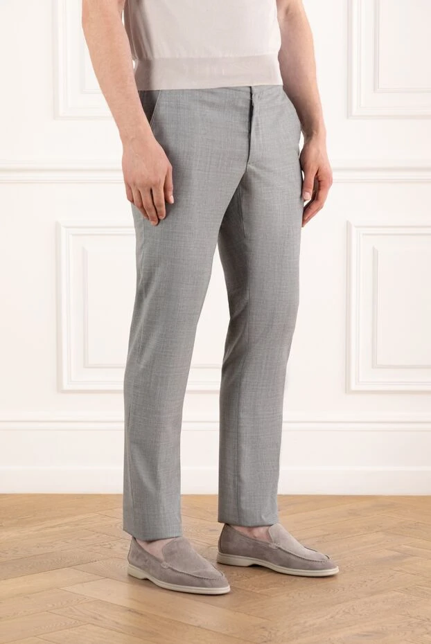 Cesare di Napoli шерстяные брюки jogop 932 на завязке серые 188004 - фото 3
