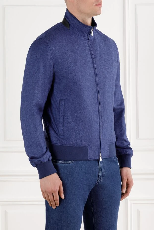 Enrico Mandelli blue cashmere silk bomber jacket men 188023 - photo 3
