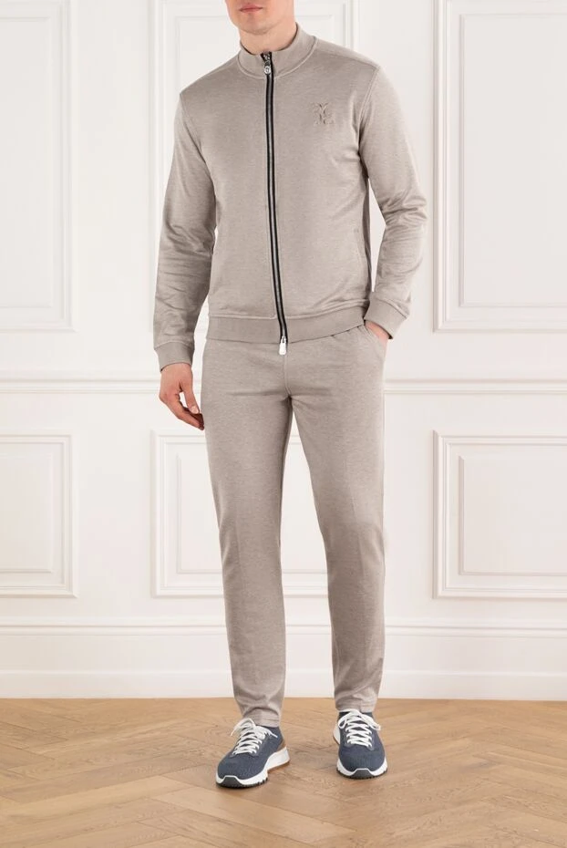 Billionaire beige men's sports suit with logo embroidery 188027 - photo 2