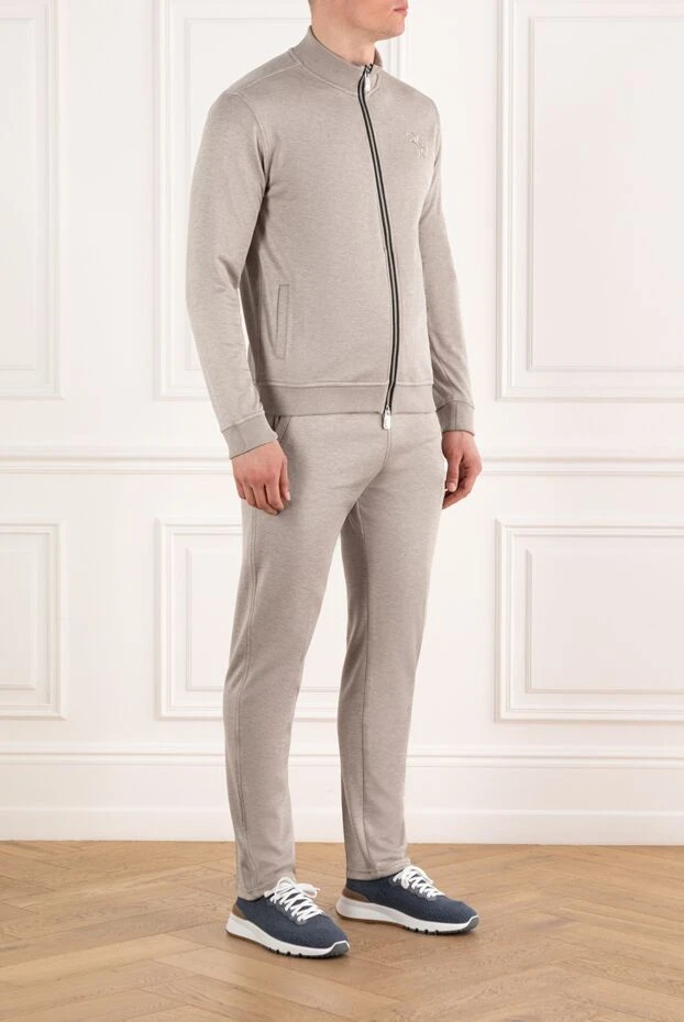 Billionaire beige men's sports suit with logo embroidery 188027 - photo 3