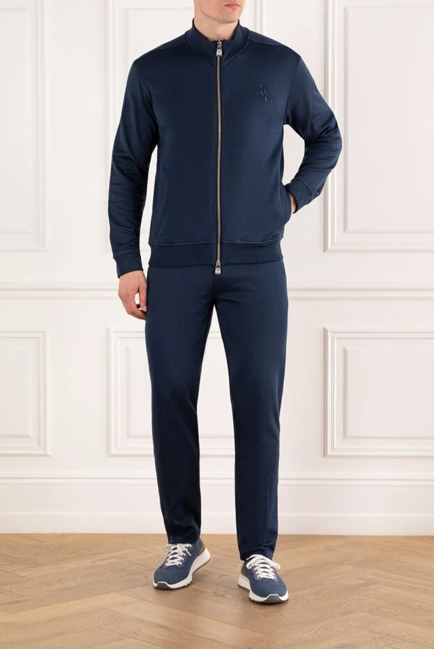 Billionaire dark blue soft cotton suit with a hood and zip-up closure 188028 - photo 2