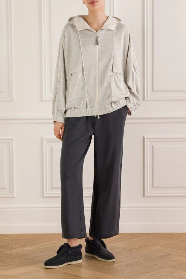 Brunello Cucinelli navy blue classic loose fit jogger pants 188032 - photo 2