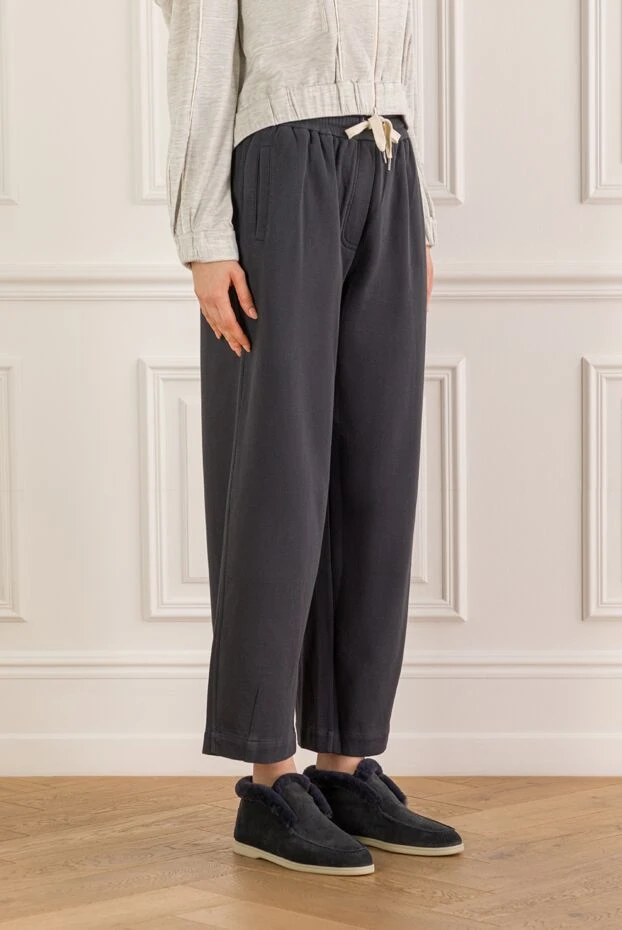 Brunello Cucinelli navy blue classic loose fit jogger pants 188032 - photo 3