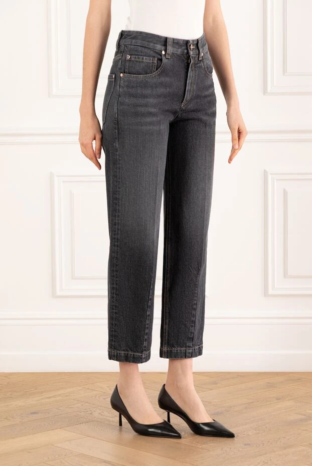 Brunello Cucinelli брюки loose из денима authentic серые женские 188035 - фото 3