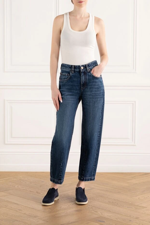 Brunello Cucinelli брюки loose из денима authentic темно-синие женские 188037 - фото 2