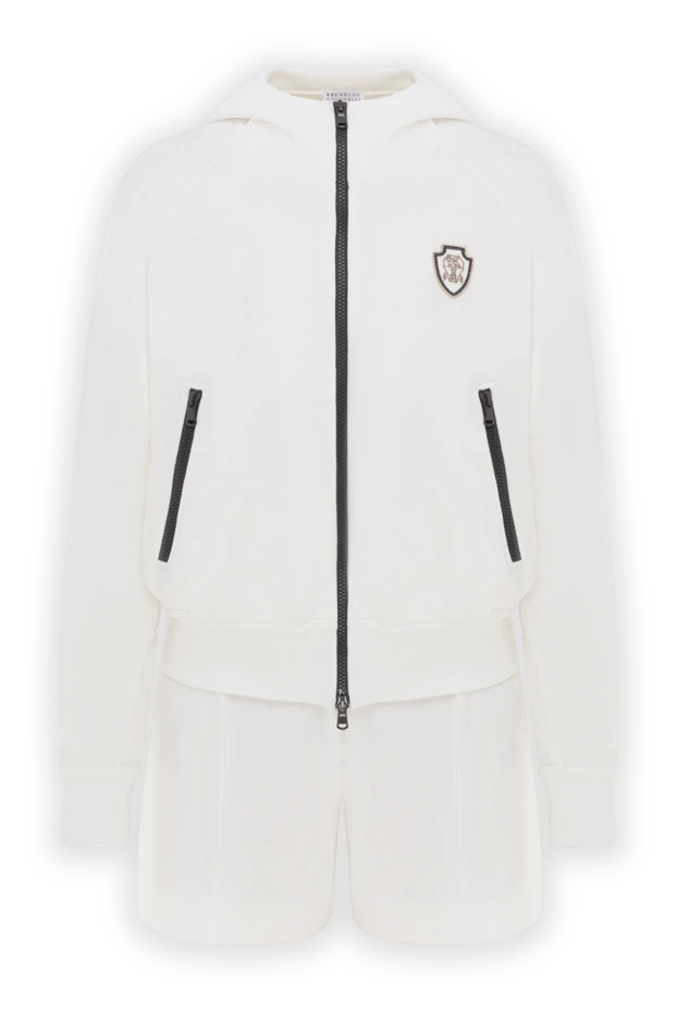 Brunello Cucinelli костюм шорти та худі з капюшоном та нашивкою-логотипом білі 188042 - фото 1