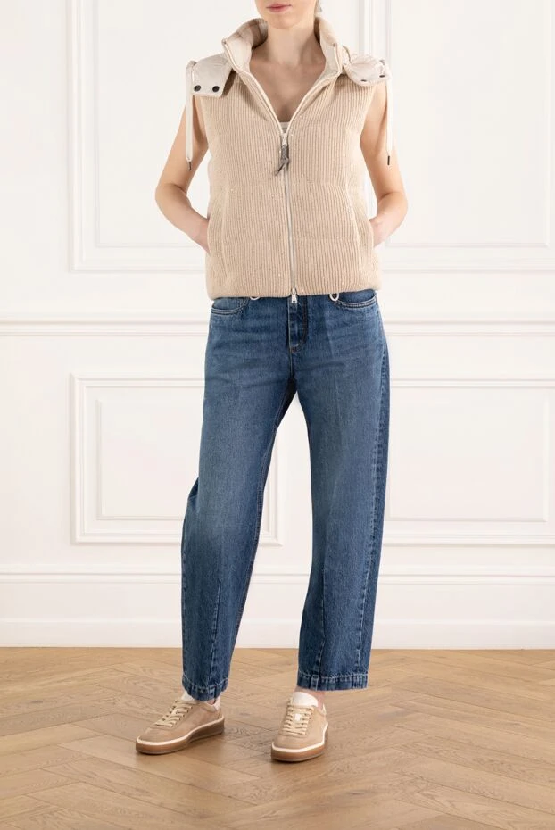 Brunello Cucinelli пуховий жилет із бавовняного трикотажу dazzling в англійську гумку 188047 - фото 2