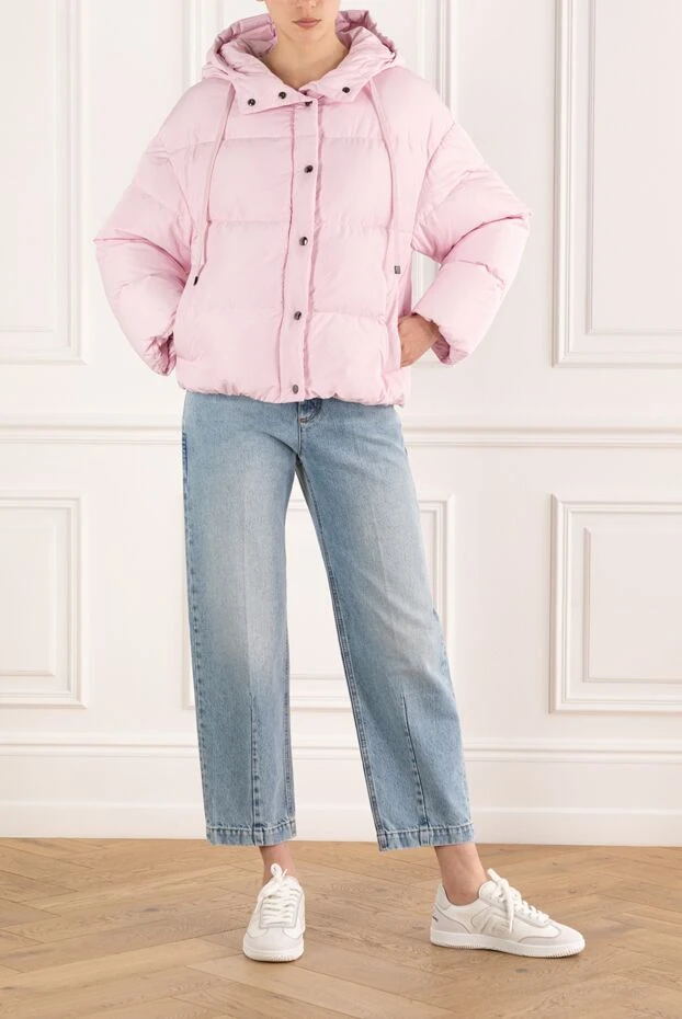 Рожева жіноча куртка з капюшоном утеплена - фото 2