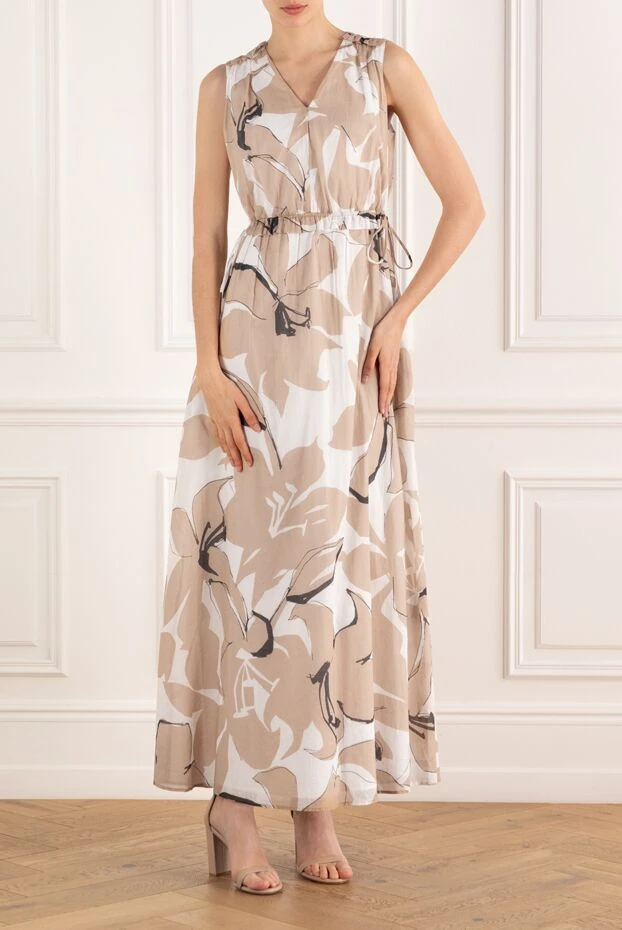 Peserico broken maxi dress multi -colored from sleeveless cotton 188049 - photo 2