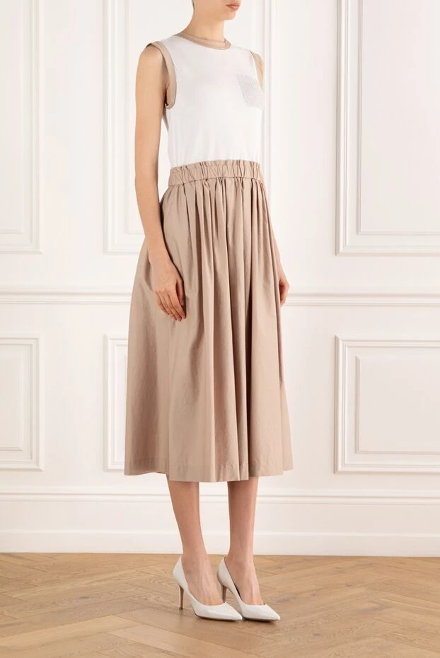 Peserico color block midi dress with combination trim beige 188054 - photo 3