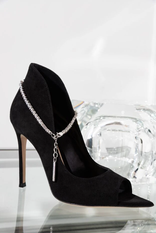 Gianvito Rossi туфлі-човники із замші з відкритим носком прикрашені кристалами 188068 - фото 3