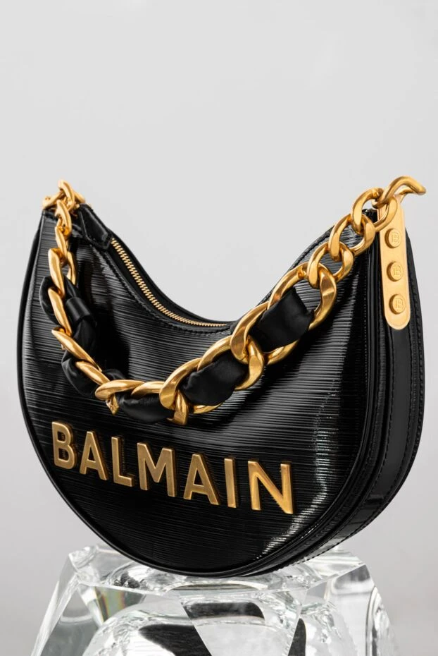Balmain сумка soft moon 1945 из тисненой телячьей кожи черная 188073 - фото 2