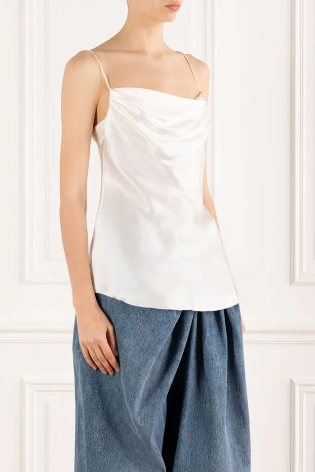 Balmain white draped satin top 188077 - photo 3