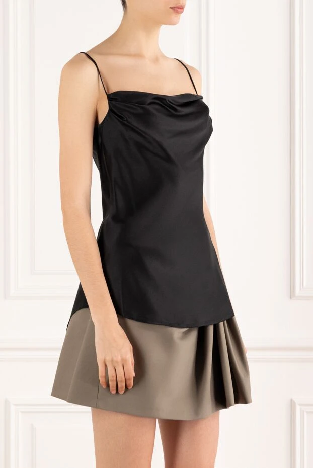Balmain black draped satin top 188078 - photo 3