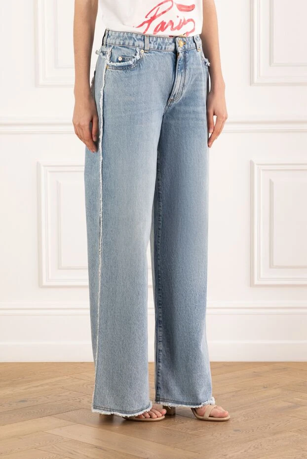 Balmain джинси прямого крою блакитні жіночі з бавовни 188082 - фото 3