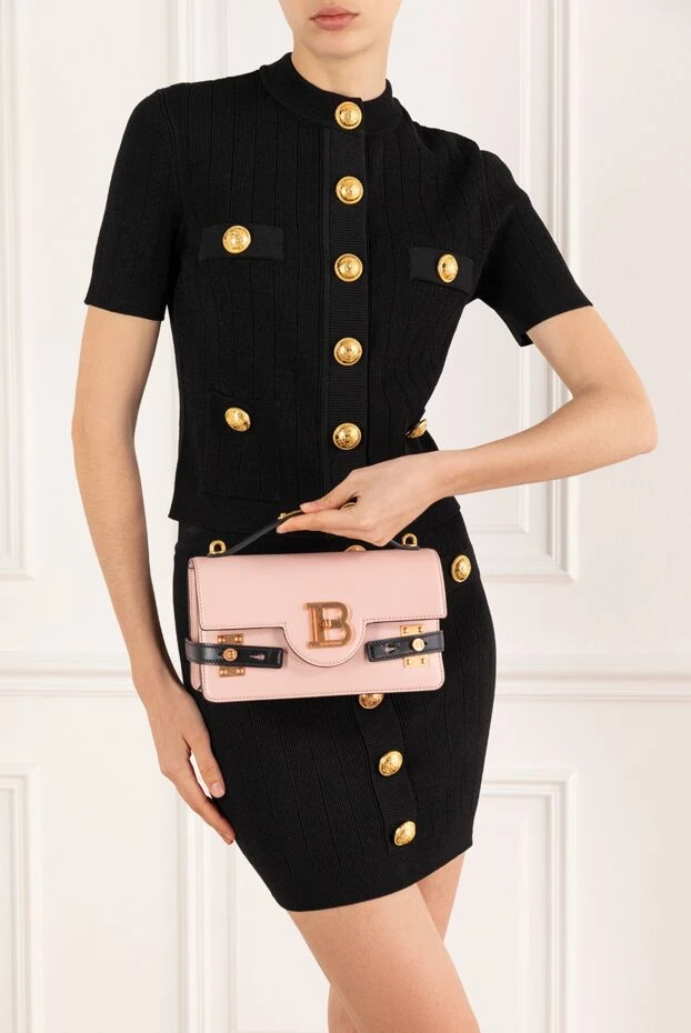 Balmain b-buzz 24 bag in smooth beige leather 188087 - photo 2