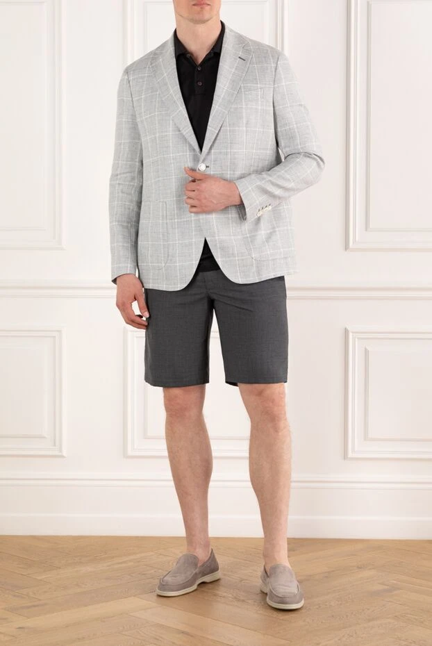 Sartoria Latorre light gray men's jacket in linen and wool check 188102 - photo 2